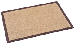 Alfombra tejido de vinilo con ribete marrón