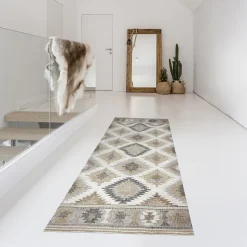 Alfombra vinílica estampada Kilim Grises