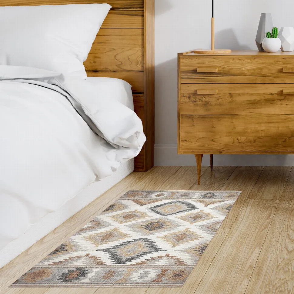 Alfombra vinílica estampada Kilim Grises