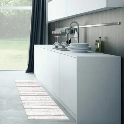 Alfombra vinílica estampada Madera Blanca