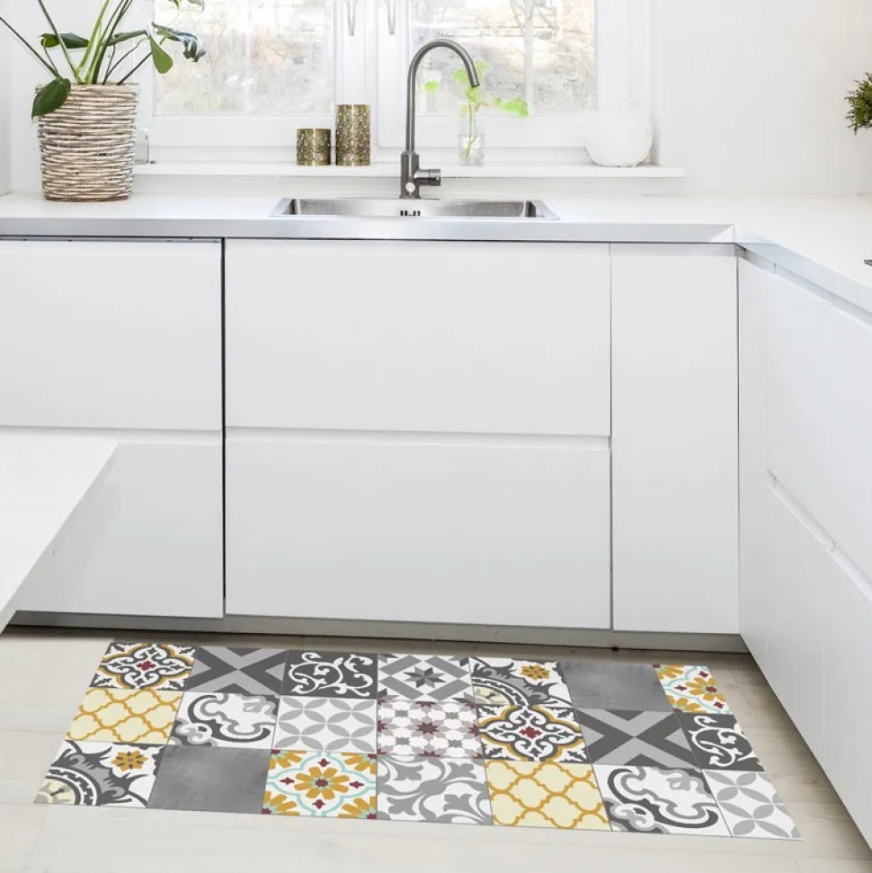 Alfombra vinílica estampada Patch Gris-Ambar