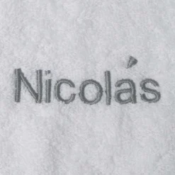 Babero rizo bco/gris nombre bordado