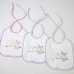 Babero rizo bordado oso cebra rosa