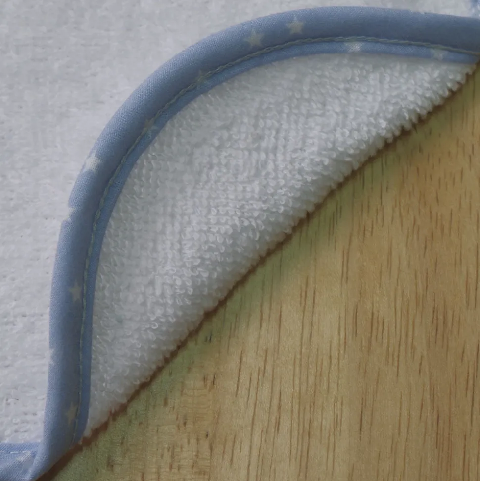 Babero rizo liso blanco/azul 20x25