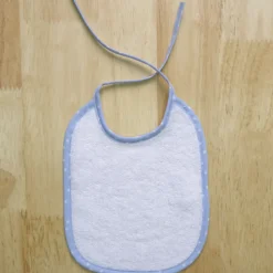 Babero rizo liso blanco/azul 20x25
