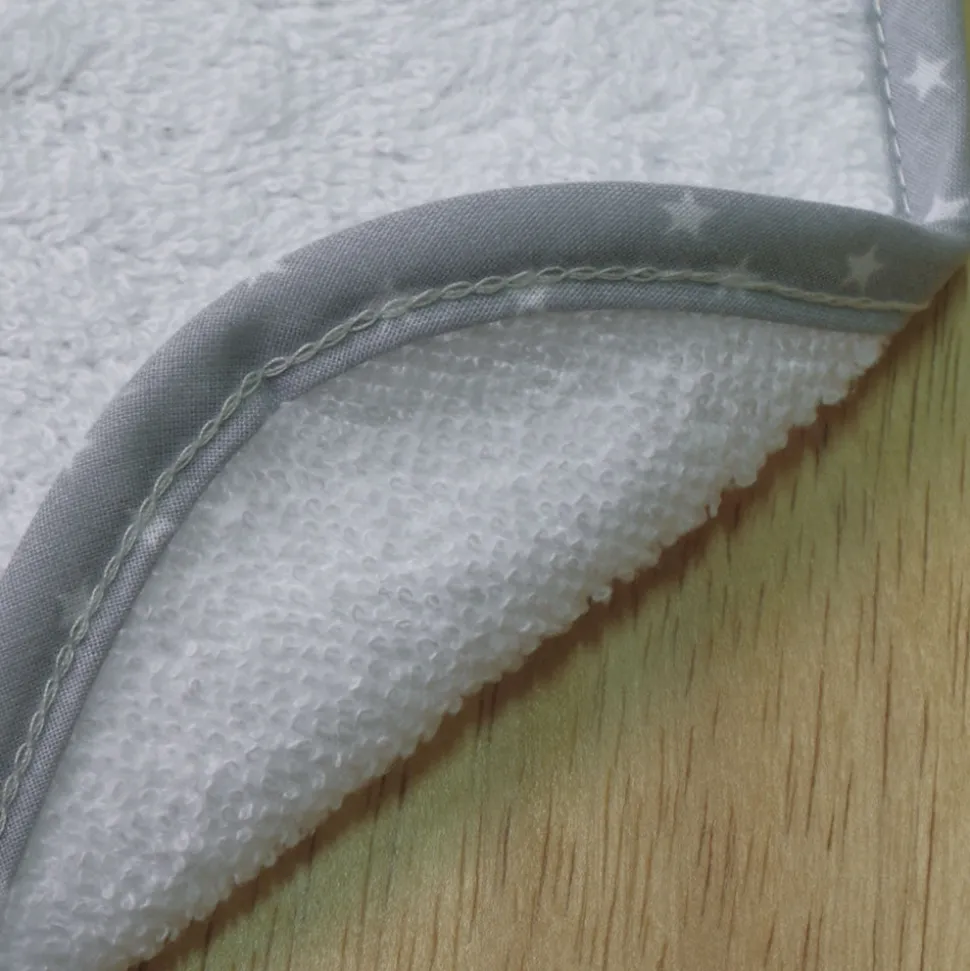 Babero rizo liso blanco/gris 20x25