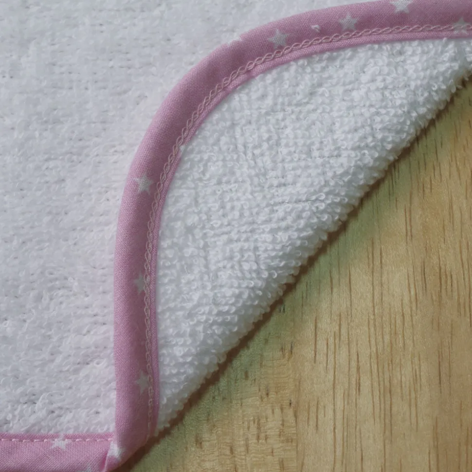 Babero rizo liso blanco/rosa 20x25