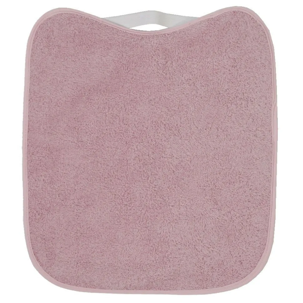 Babero rizo plastico con goma rosa palo