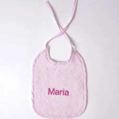 Babero rizo rosa nombre bordado