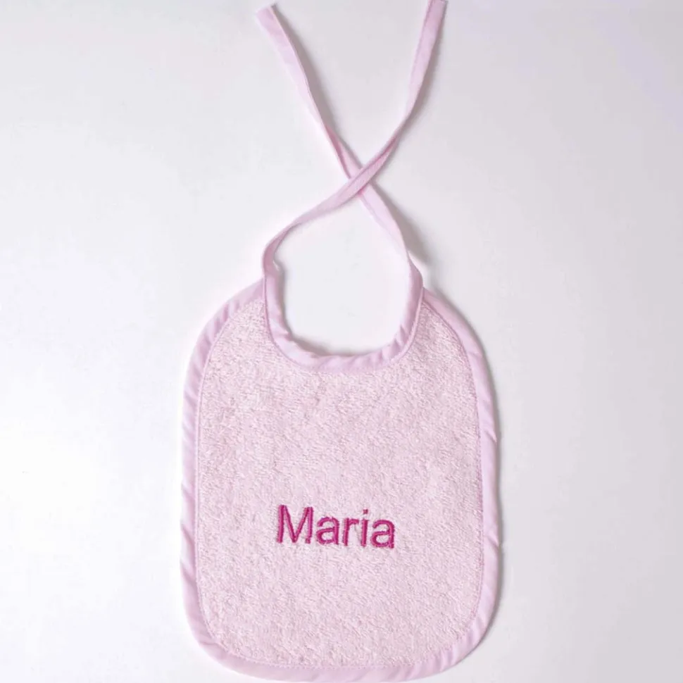 Babero rizo rosa nombre bordado
