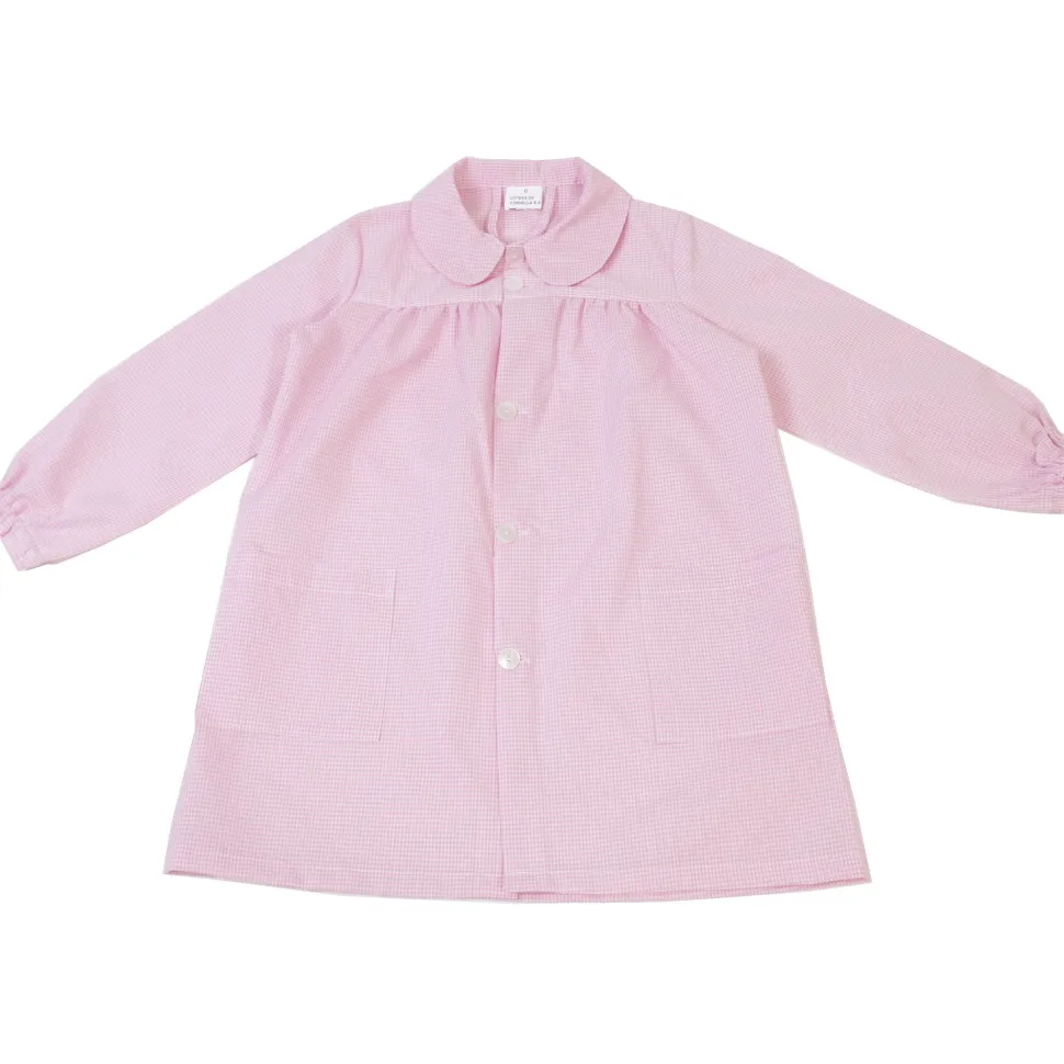 Bata escolar con botones rosa