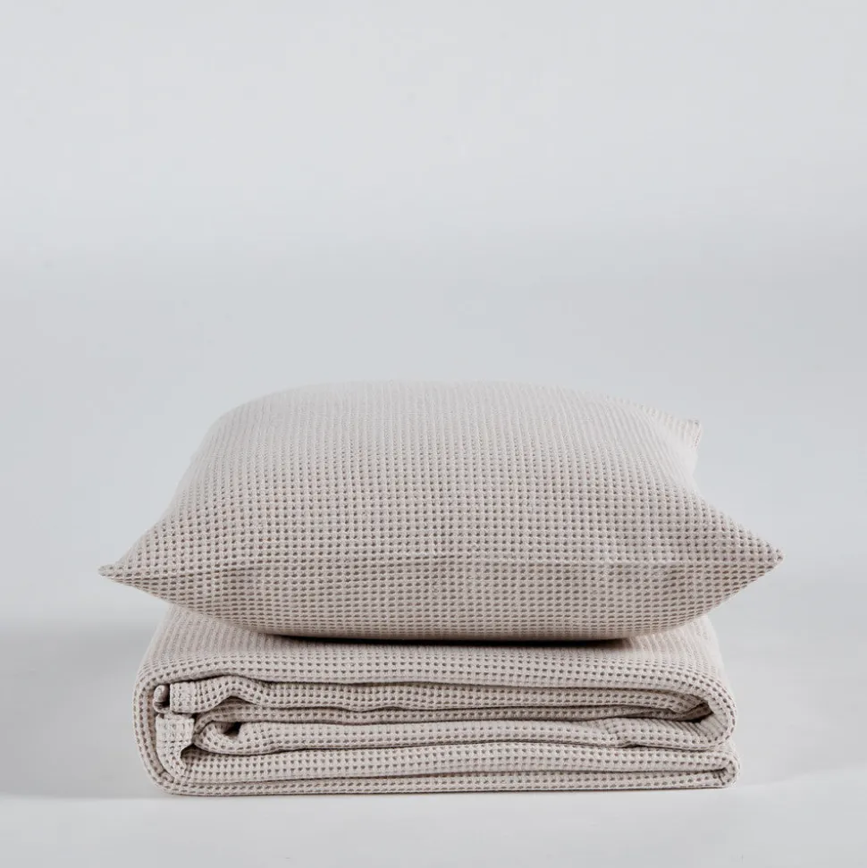 Colcha algodón nido abeja beige 107