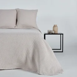 Colcha algodón nido abeja beige 107