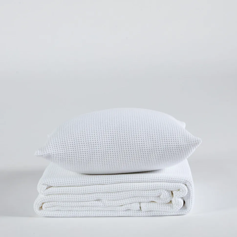 Colcha algodón nido abeja blanco