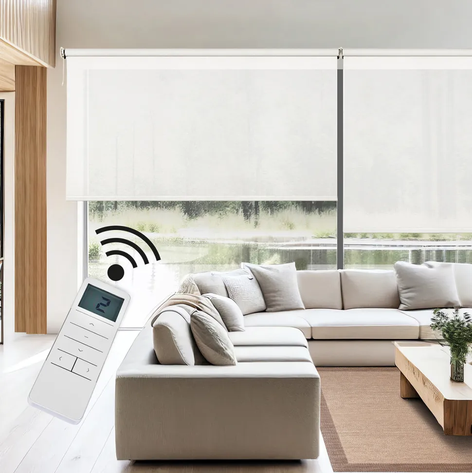 Estor enrollable motorizado Screen solar premium Nieve