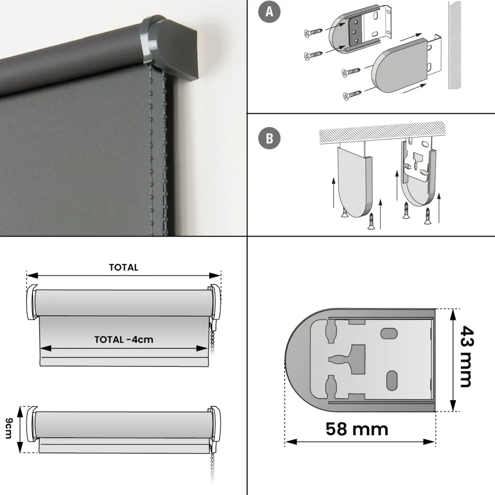 Estor enrollable Opaco Gris grafito