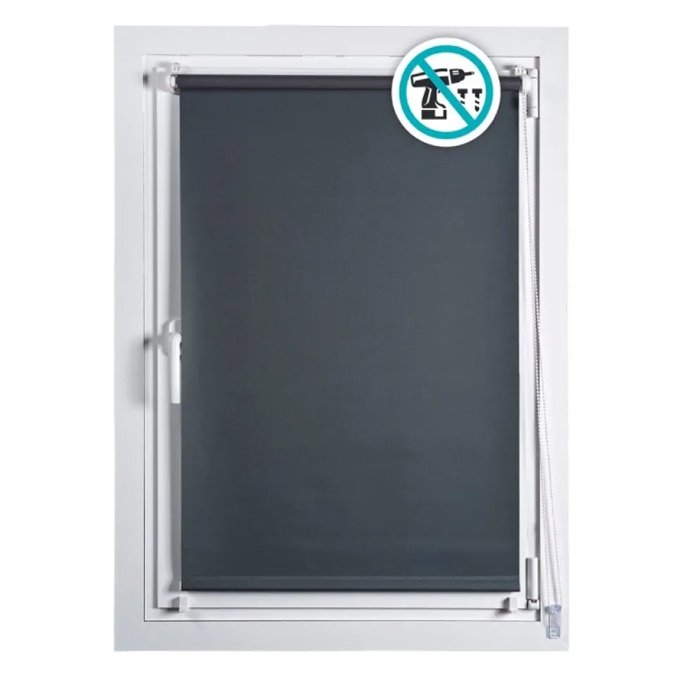 Estor enrollable Sin Taladrar Opaco Gris
