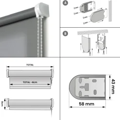 Estor enrollable Traslúcido Gris asfalto