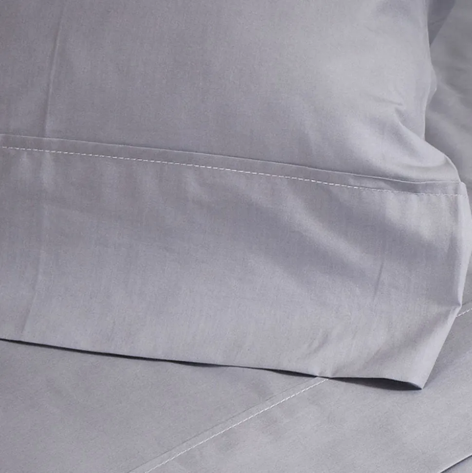 Funda almohada algodón percal 200 hilos gris