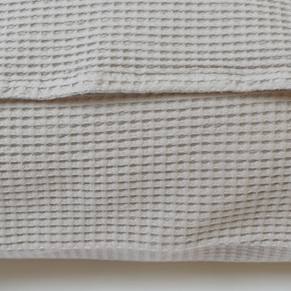 Funda de cojín nido abeja algodón beige 107