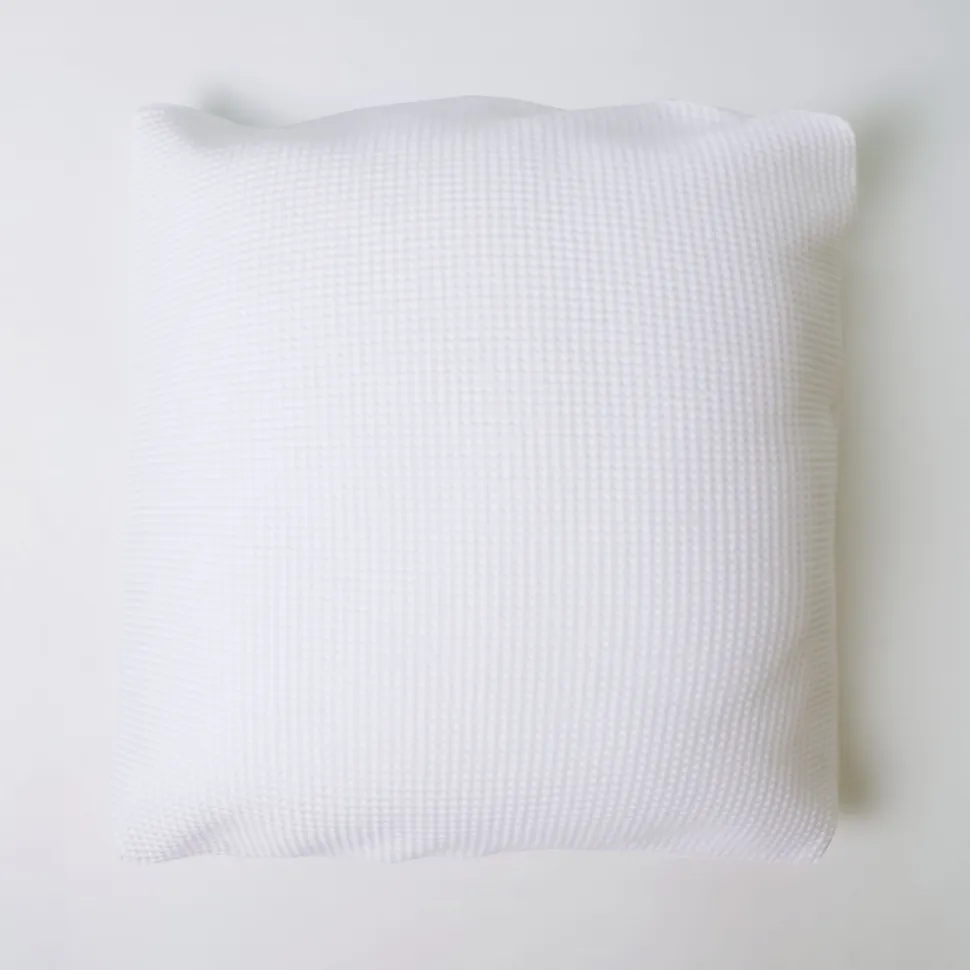 Funda de cojín nido abeja algodón blanco