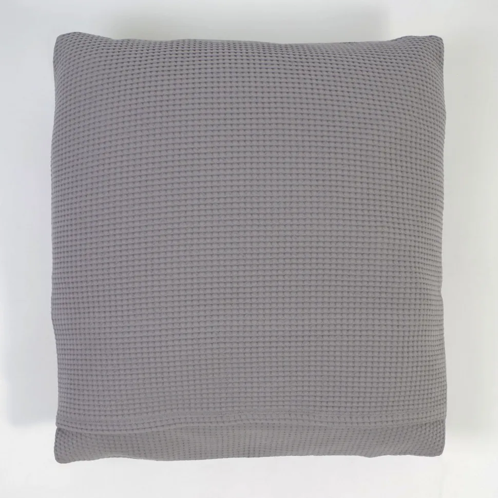Funda de cojín nido abeja algodón gris 214