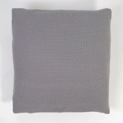 Funda de cojín nido abeja algodón gris 214