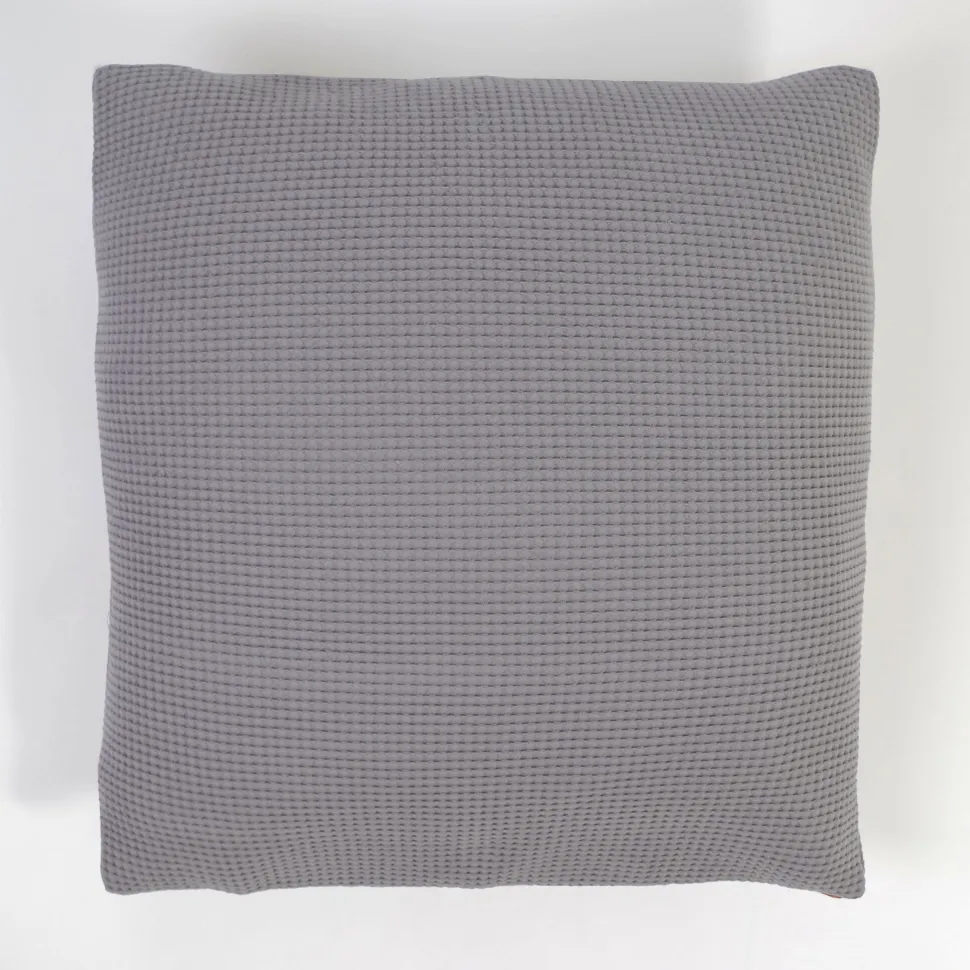 Funda de cojín nido abeja algodón gris 214