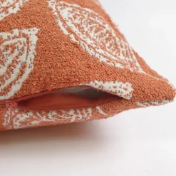 Funda de cojín texturado 801 hoja naranja