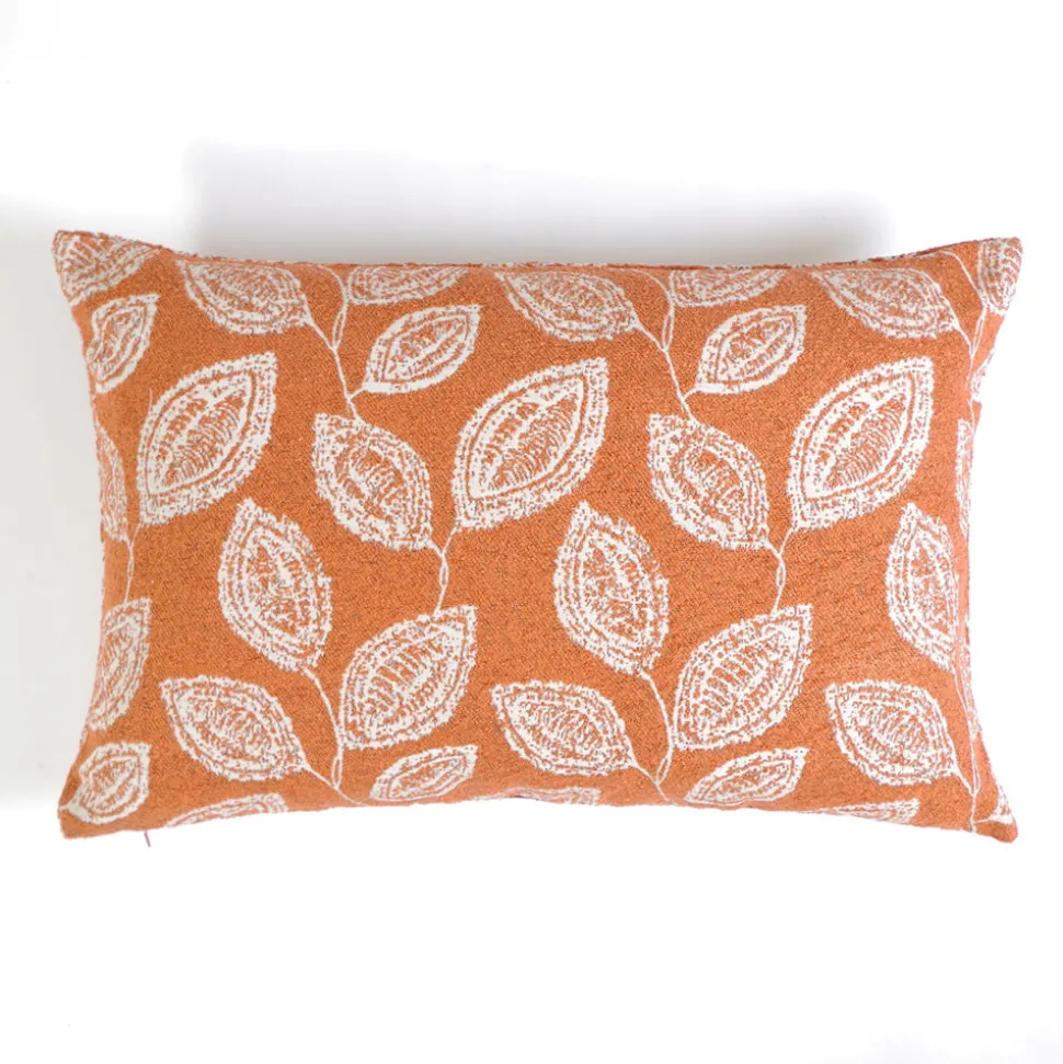 Funda de cojín texturado 801 hoja naranja