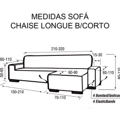 Funda de sofá chaise longue b/corto glamour