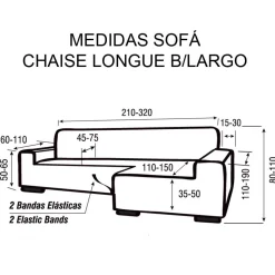 Funda de sofá chaise longue b/largo glamour