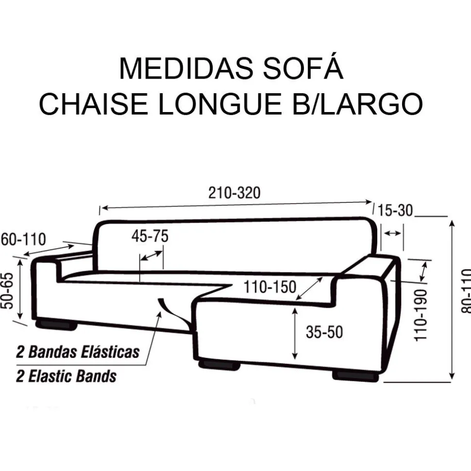 Funda de sofá chaise longue b/largo glamour