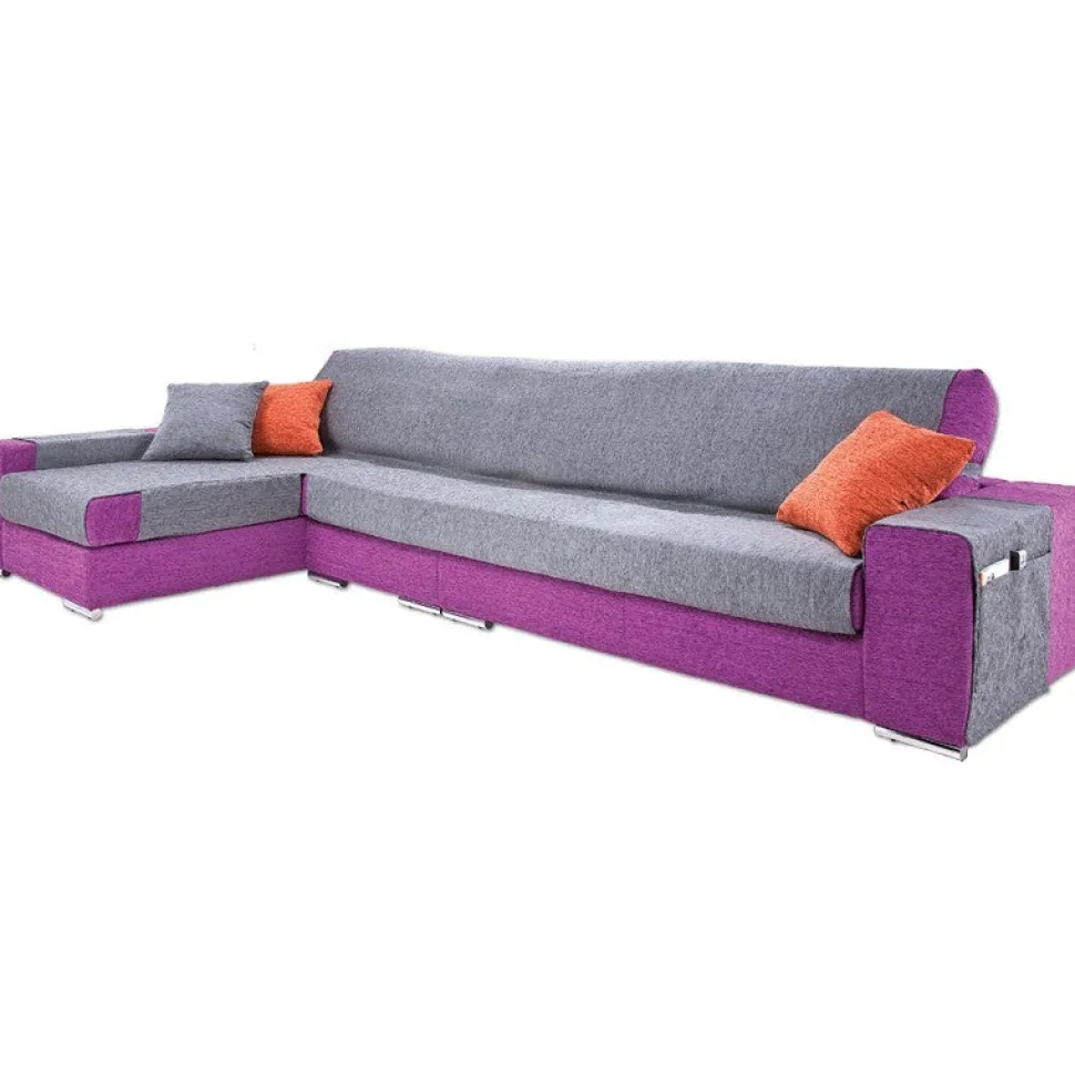 Funda de sofá chaise longue paula marrón