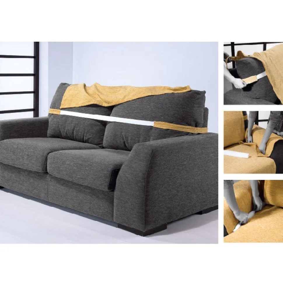 Funda de sofá chaise longue paula marrón
