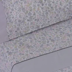 Juego de sábanas algodón valentina gris