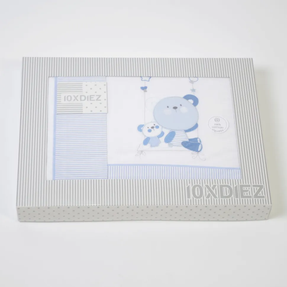 Juego de sábanas cuna 121 bco/azul