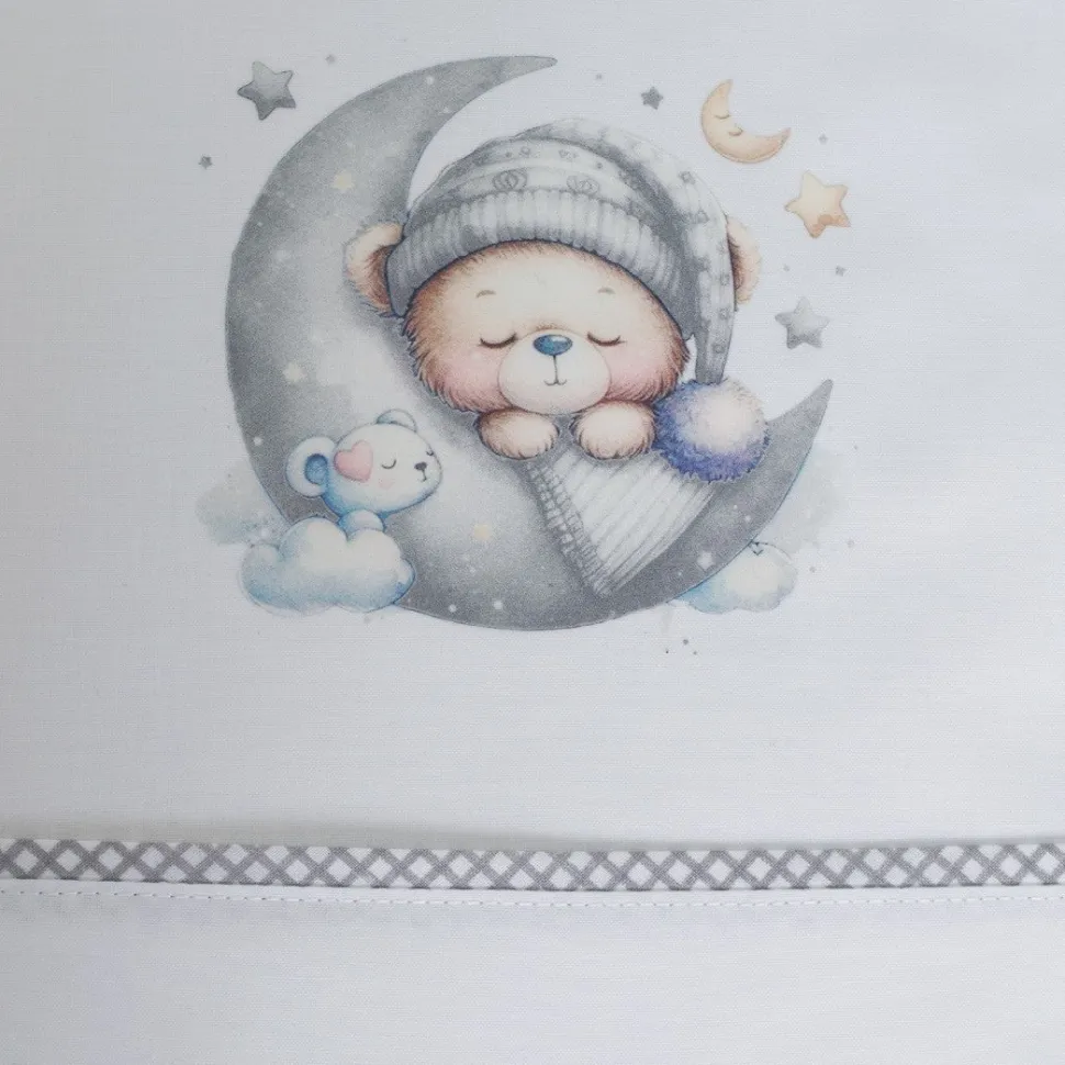 Juego de sábanas cuna 450 blanco/gris