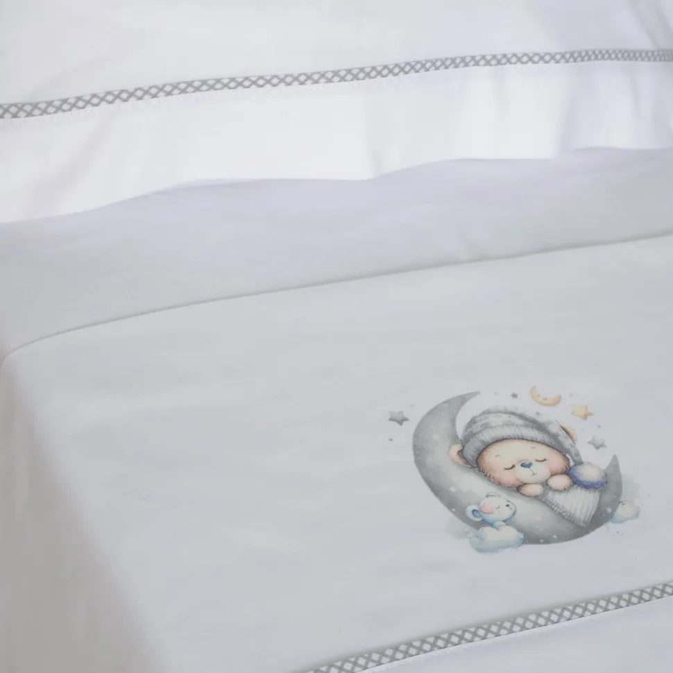 Juego de sábanas cuna 450 blanco/gris