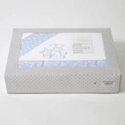 Juego de sábanas cuna coralina jirafa 378 bco/azul