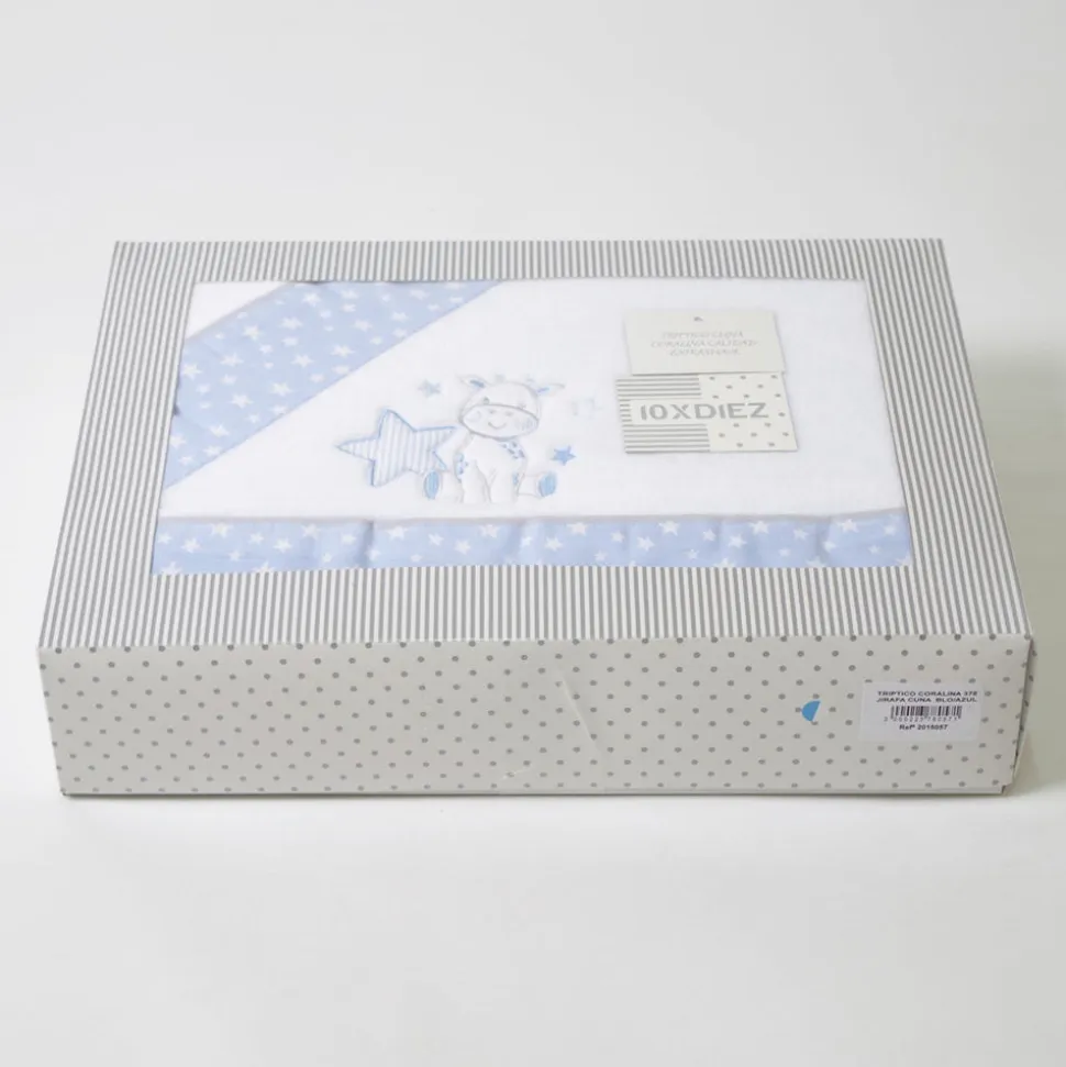 Juego de sábanas cuna coralina jirafa 378 bco/azul