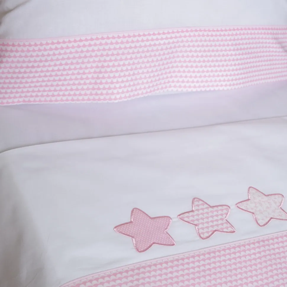 Juego de sábanas cuna estrellas 476 bco/rosa