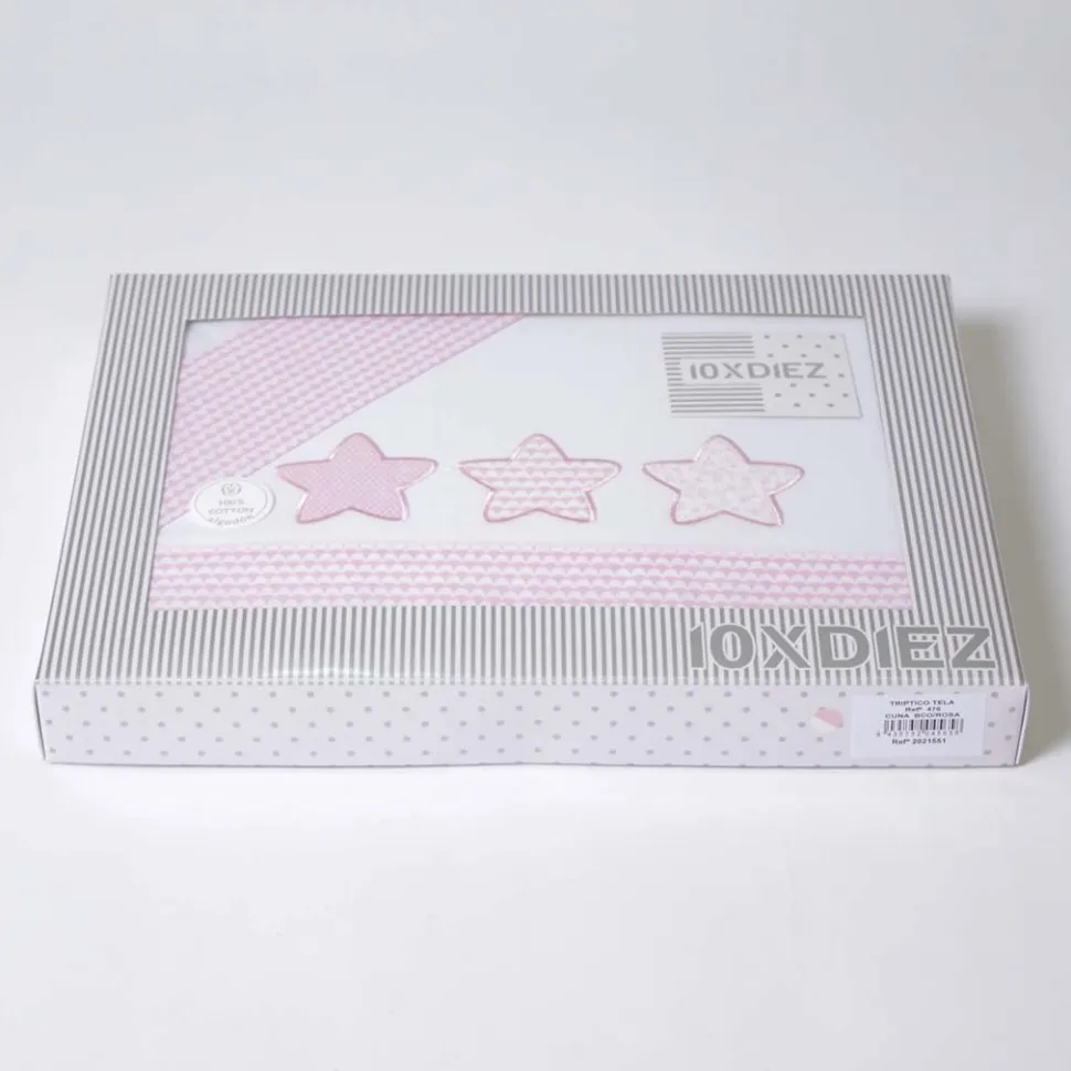 Juego de sábanas cuna estrellas 476 bco/rosa