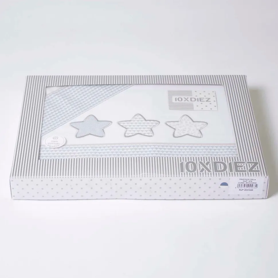 Juego de sábanas cuna estrellas 476 bco/gris