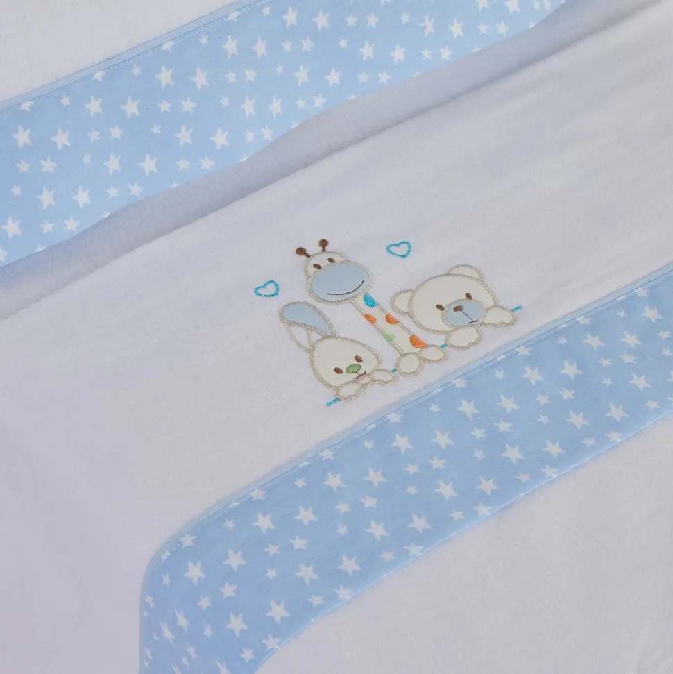 Juego de sábanas cuna franela 068 blanco/azul