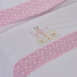 Juego de sábanas cuna franela 068 blanco/rosa