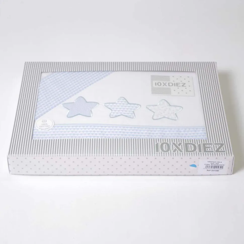Juego de sábanas cuna franela estrellas 476 blanco/azul