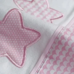 Juego de sábanas cuna franela estrellas 476 blanco/rosa