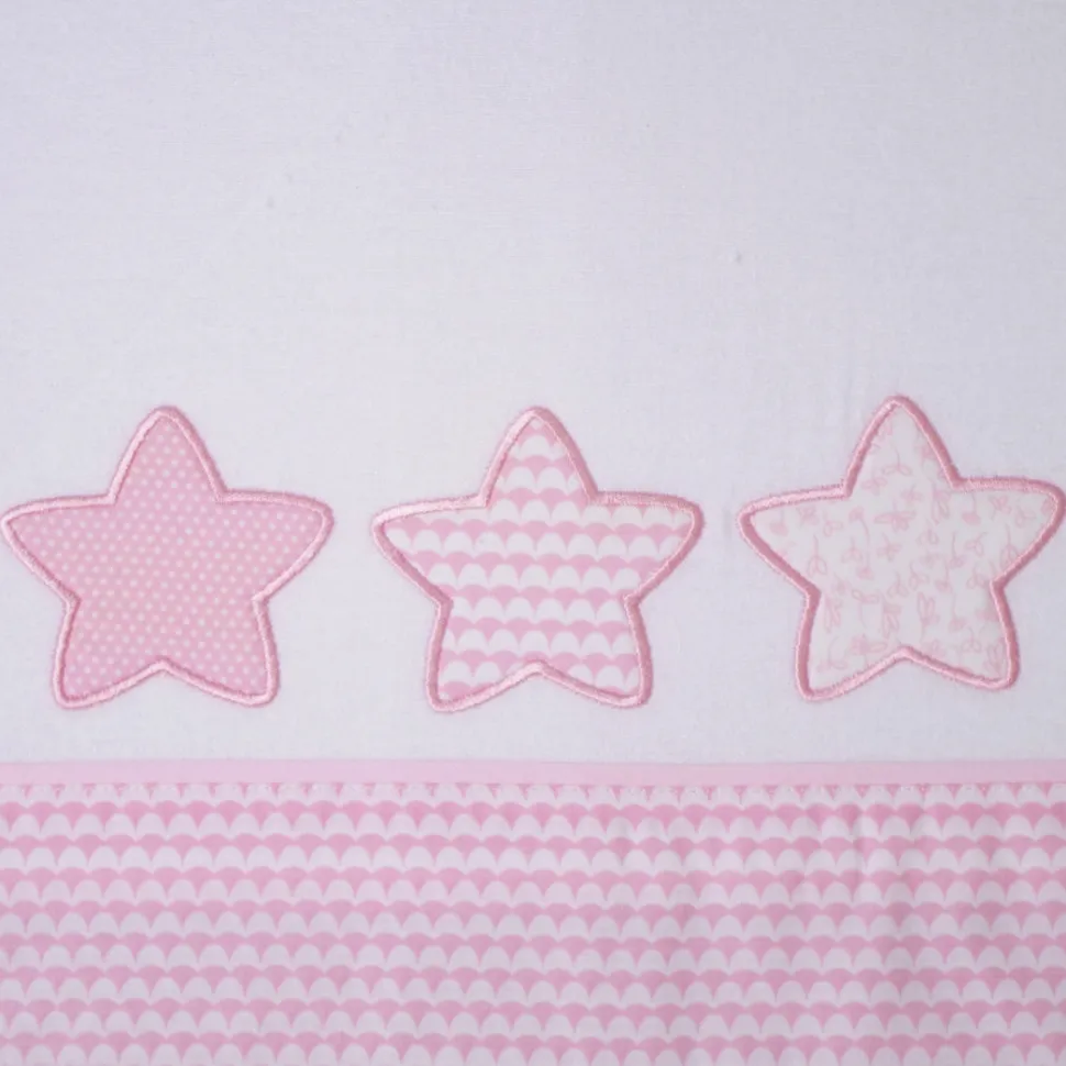 Juego de sábanas cuna franela estrellas 476 blanco/rosa