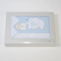 Juego de sábanas cuna franela elefante azul